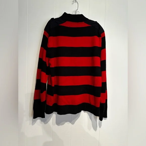 Polo Ralph Lauren Striped Zip Sweater Jacket Red Black Military Womens 3XL - Picture 4 of 7